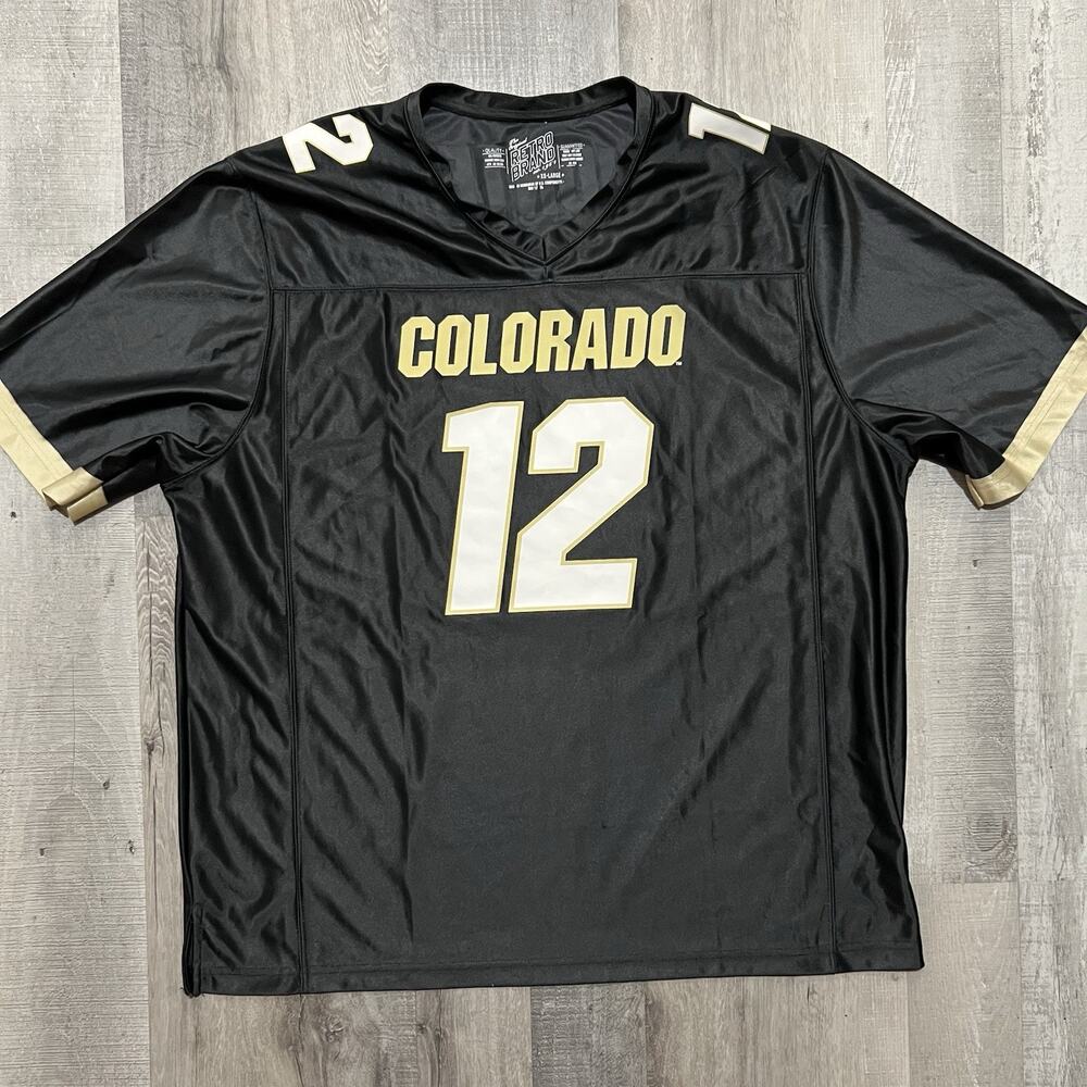 Colorado Buffaloes Travis Hunter #12 Jersey Black Retro Brand College Football